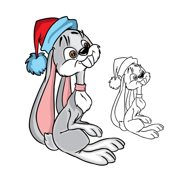 Happy Christmas rabbit — Stock vektor